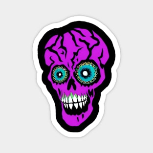 Purple Dead Head Crazy - Halloween Magnet