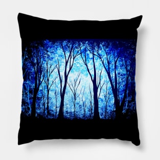 Minimal Black and Blue Forest Pillow