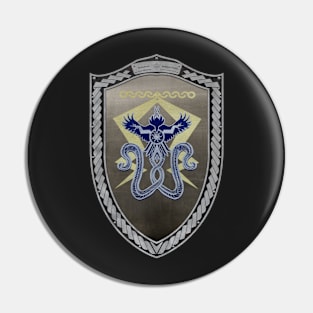 Stormfront (Shield moonsilver Celtic Rope on black leather) Pin