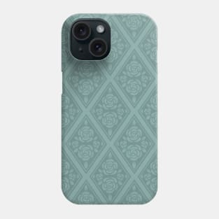 Vintage-Inspired Green Rose Diamond Wallpaper Pattern Phone Case