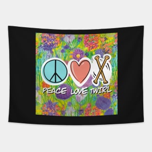 Peace Love Twirl symbol pastel flowers design Tapestry