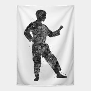 Taekwondo kids black and white Tapestry