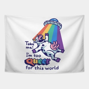 Awesome Funny Space Dairy Cow Colorful Take Me Out This World So Tired Tapestry