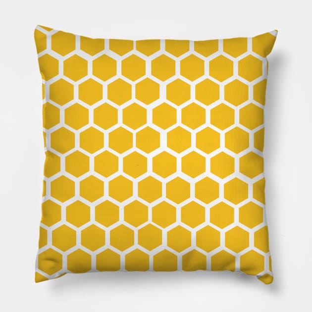 Honey-coloured Honeycombs Pillow by CloudWalkerDesigns