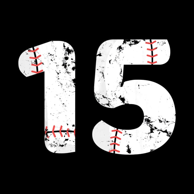 Number #15 BASEBALL Vintage Distressed by Chicu