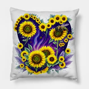 Bee On A Sunflower Pillow