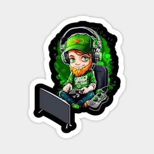 St Patricks Day Video Game Shirt | Gamer Leprechaun Irish Gamer Boys St Patricks Day Men -Shamrock Video Game controller - st patrick gamer for boys men Magnet