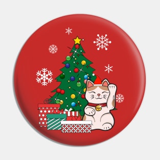 Lucky Cat Around The Christmas Tree Pin