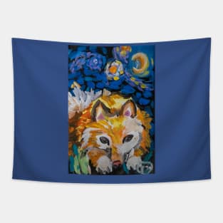 Orange Fox Original Oil-Paint Art Tapestry