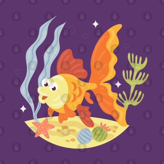 Fish Colorful Hand drawn Illustration by Mako Design 