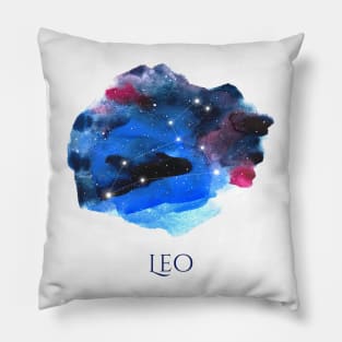 Leo Zodiac Sign - Watercolor Star Constellation Pillow