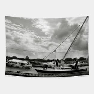 Lowering the Mast at Potter Heigham on the Norfolk Broads, UK Tapestry