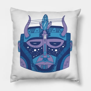 Mountain Blue African Mask No 8 Pillow