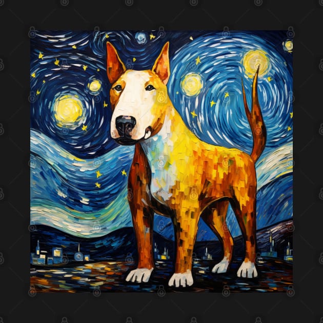 Bull Terrier Portrait in Starry Night style by NatashaCuteShop