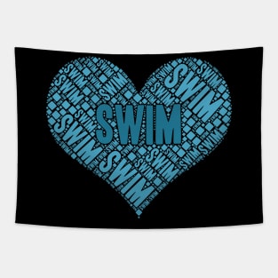 Swim Word Cloud - Heart Shaped Swimming Typography Tapestry