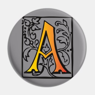 Letter A in an ornamental frame Pin