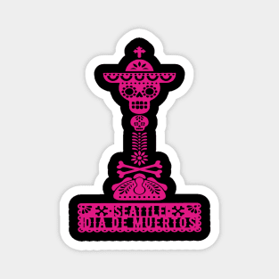 Pink Calavera Space Needle Magnet