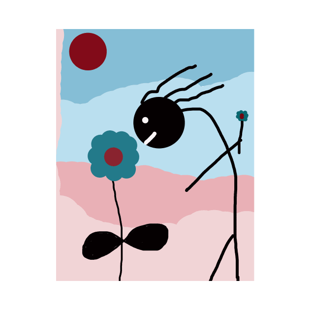 Kid Smells Flower Stick Figure by Eigo Wild