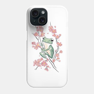 Green Frog Cherry Blossoms Phone Case