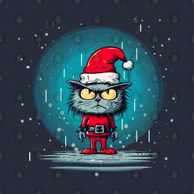 Angry Sad Christmas Cat Elf by tatadonets