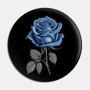 Blue Rose Drawing, Flower Drawing, Gift For Her Pin