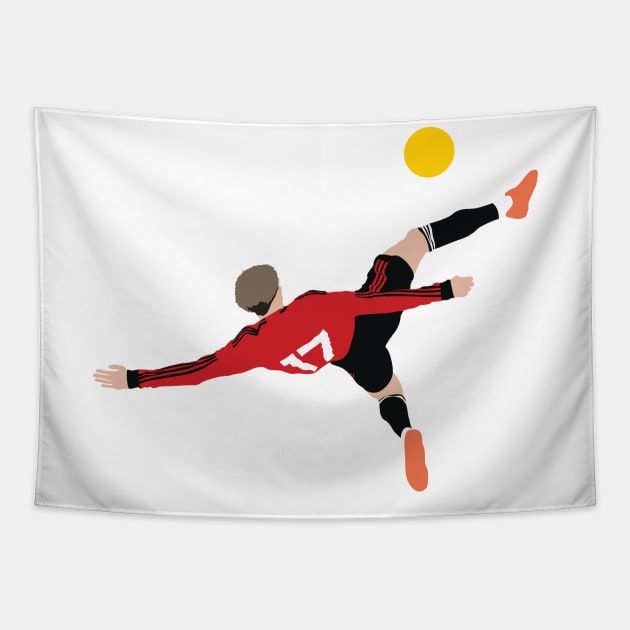 Garnacho 17 Man Utd Overhead Kick Goal Tapestry by Jackshun