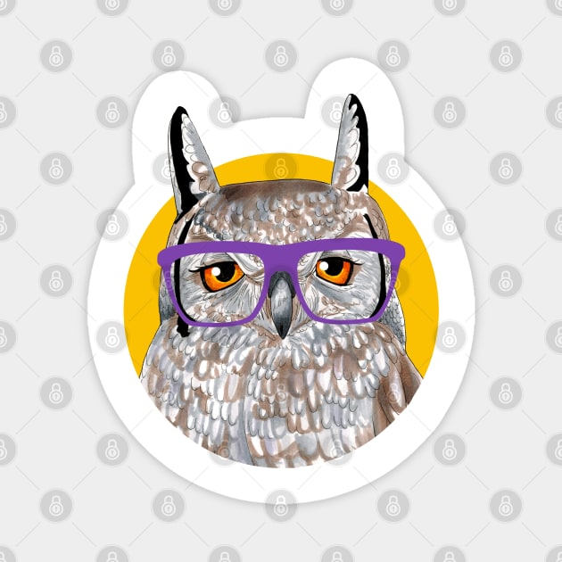 Smart Owl Glasses Portrait Magnet by jessicaguarnido