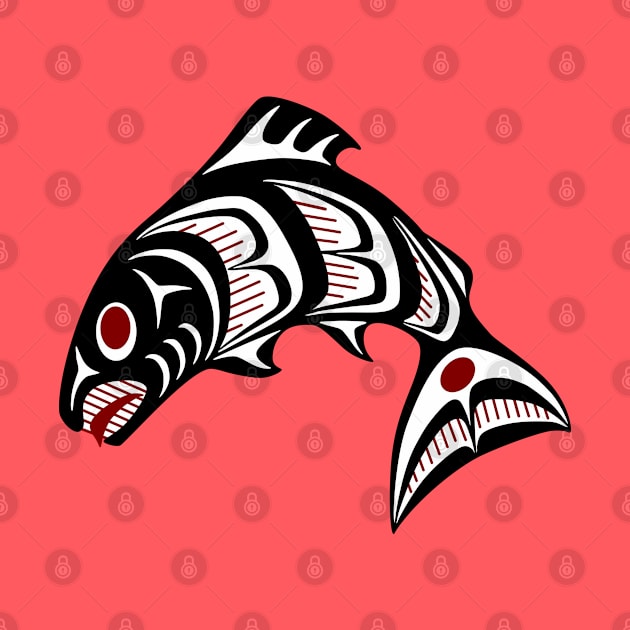 Northwest Pacific coast Haida art Salmon by redhomestead