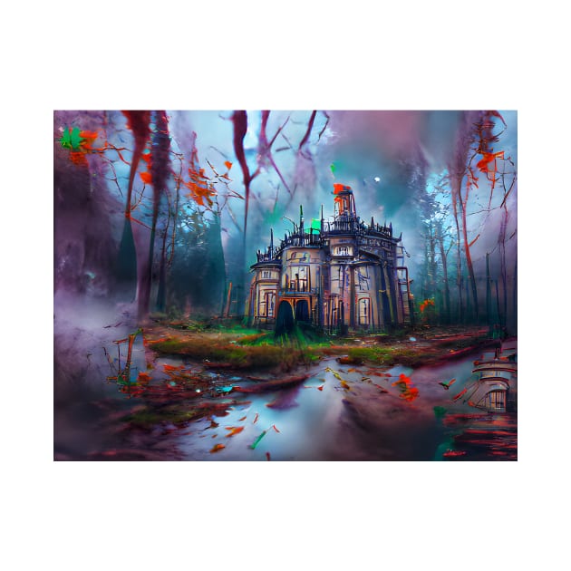 Abandoned Palace in Forest Art - Halloween Art by Designso