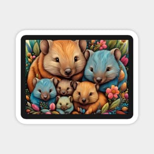 A cute Wombat family Magnet