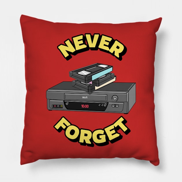 Never Forget Cassette Retro Vintage 60s 70s 80s 90s Pillow by TV Dinners