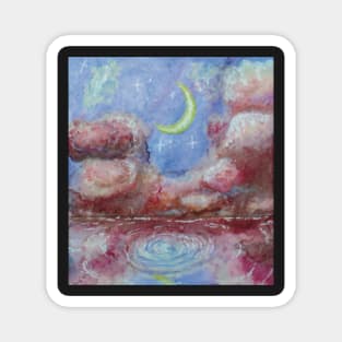 landscape watercolor aesthetic moon clouds Magnet