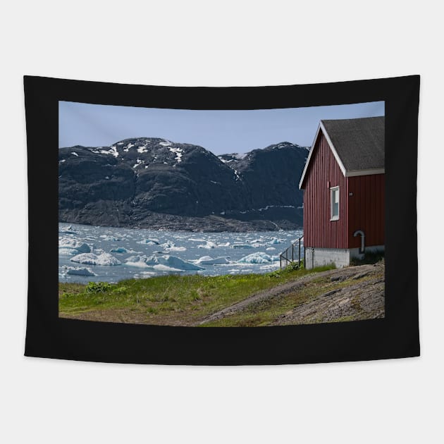 Ice Flows at the Front Door - Narsaq Greenland Tapestry by MartynUK