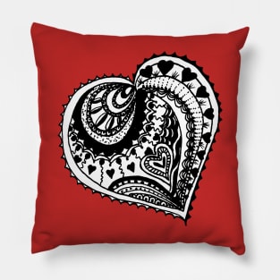 Valentine Heart Aussie Tangle Black & White Pillow