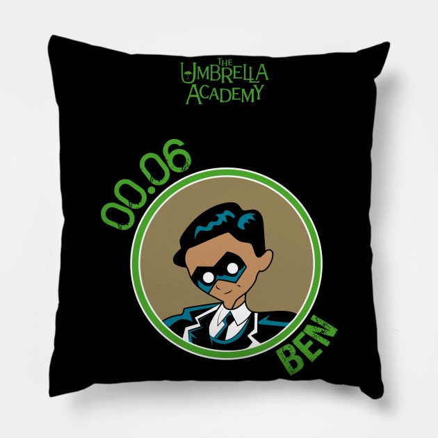 UMBRELLA ACADEMY: BEN CARTOON (GREEN) Pillow by FunGangStore