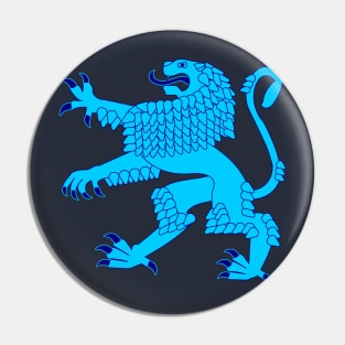 Heraldic Rampant Lion (Azure Blue) Pin