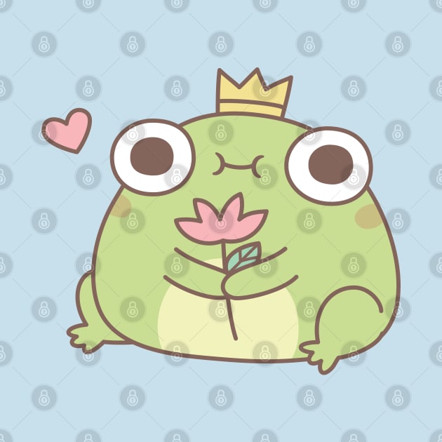 Cute Little Frog Prince Holding Flower by rustydoodle