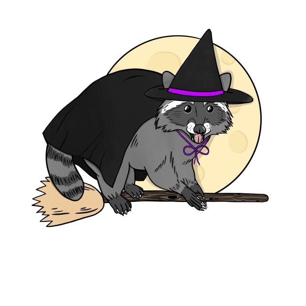 Halloween Witch Raccoon by astonishingemma