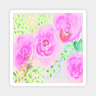 Watercolor Pink Flowers Magnet