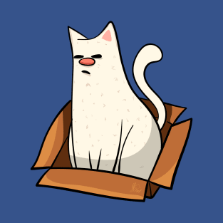 White Cat In A Box Design T-Shirt