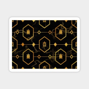 Gold Turtle Pattern on Dark Marble Magnet