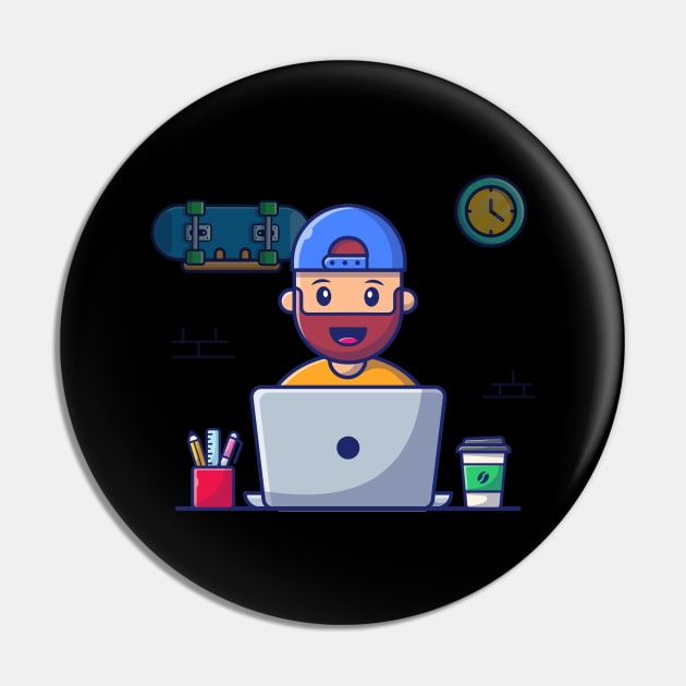 Male working on laptop cartoon Pin by Catalyst Labs