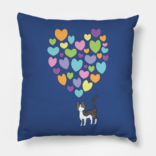 Rainbow Tabby Cat Love Pillow by DestructoKitty