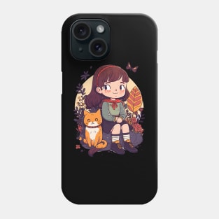 Sly Girl & Cat Kawaii Anime Orange Cat Lover Phone Case