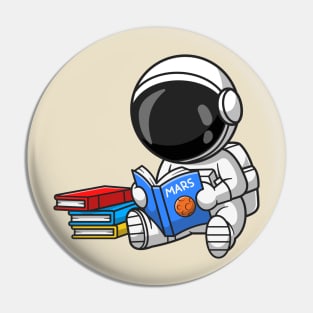 Cute Astronaut Reading Book Cartoon Pin