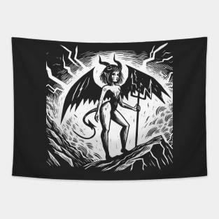 Retro Devil Girl Tapestry