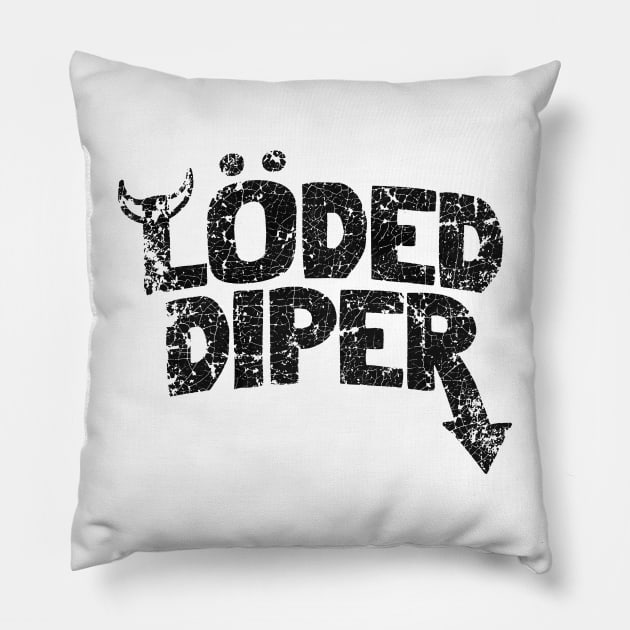 BLACK VINTAGE LODED DIPER Pillow by asmokian