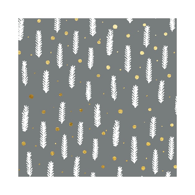 Christmas branches and dots - gray and gold by wackapacka