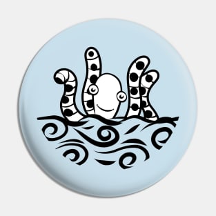 Friendly black & white Octopus Pin