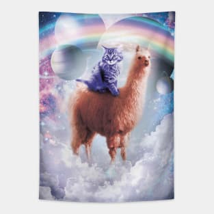 Rainbow Llama - Cat Llama Tapestry